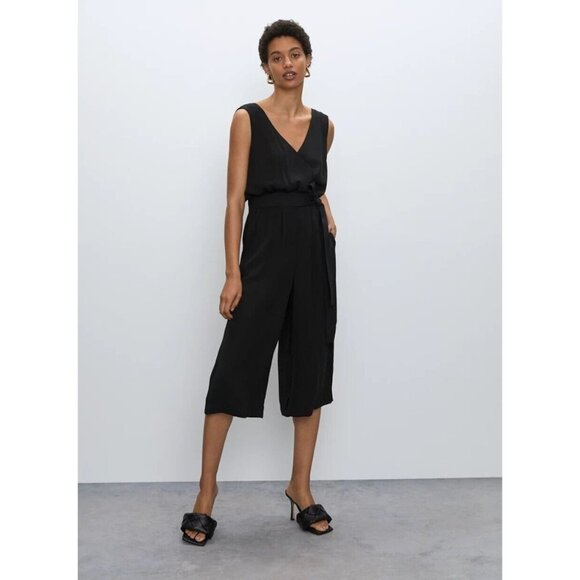 NWT Aritzia BABATON Maximillian Black Crepe Cropped Wide Leg Jumpsuit, Size XXS - Picture 7 of 8